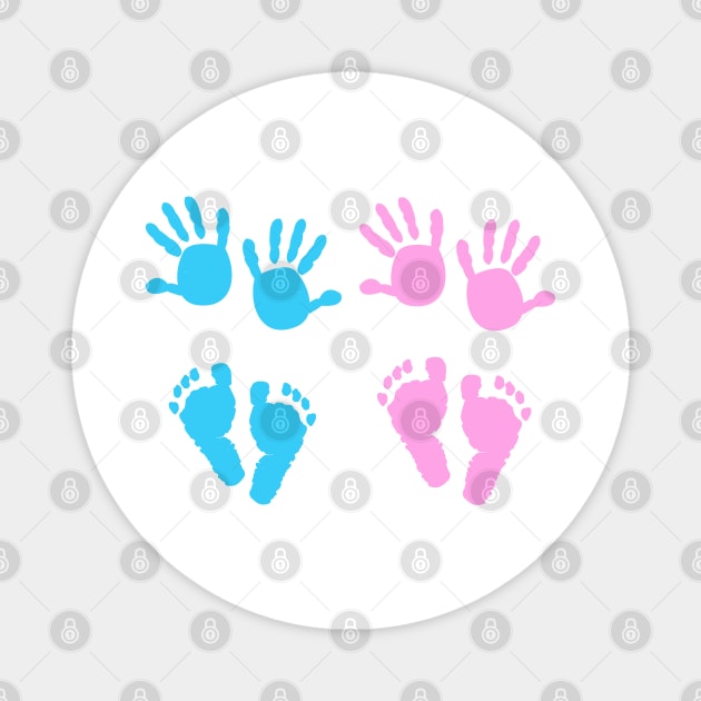 Baby girl, baby boy hand and foot print Magnet by GULSENGUNEL